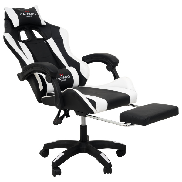  Вибромассажное кресло Calviano 1589 (чёрное с подножкой) для дома и офиса в интернет-магазине 1MAG.by