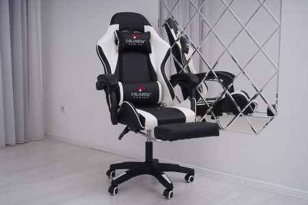 Вибромассажное кресло Calviano 1590 черно-белое PU для дома и офиса в интернет-магазине 1MAG.by