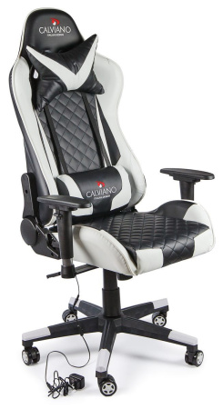 Вибромассажное кресло Calviano 1586 (черно-белое) для дома и офиса в интернет-магазине 1MAG.by