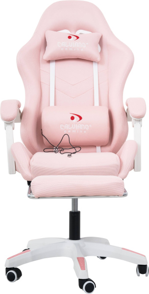 Вибромассажное кресло Calviano 1590 розовая ткань для дома и офиса в интернет-магазине 1MAG.by