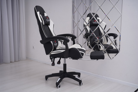 Вибромассажное кресло Calviano 1590 черно-белое PU для дома и офиса в интернет-магазине 1MAG.by