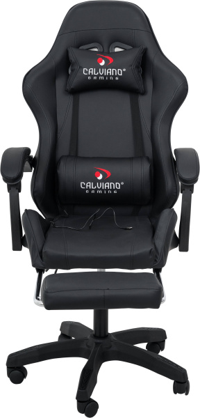  Вибромассажное кресло Calviano 1589 (чёрное с подножкой) для дома и офиса в интернет-магазине 1MAG.by