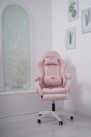 Вибромассажное кресло Calviano 1590 розовая ткань для дома и офиса в интернет-магазине 1MAG.by