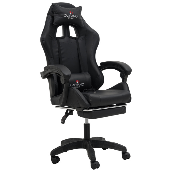  Вибромассажное кресло Calviano 1589 (чёрное с подножкой) для дома и офиса в интернет-магазине 1MAG.by