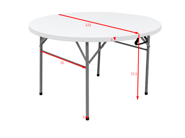 Стол складной, пластиковый, (круглый) 122 см