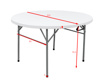 Стол складной, пластиковый, (круглый) 152 см