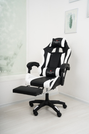  Вибромассажное кресло Calviano 1589 (чёрное с подножкой) для дома и офиса в интернет-магазине 1MAG.by