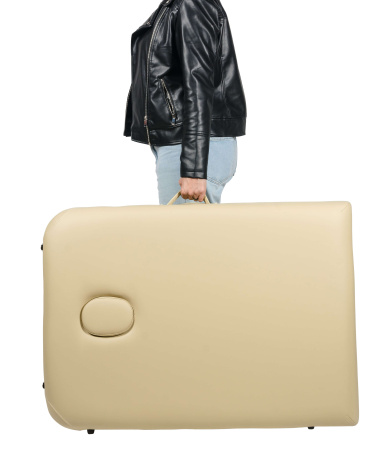 Массажный стол Atlas Sport 70 см XXL PRO с валиком (с memory foam) складной 3-с деревянный (бежевый) в интернет-магазине 1MAG.by в Беларуси
