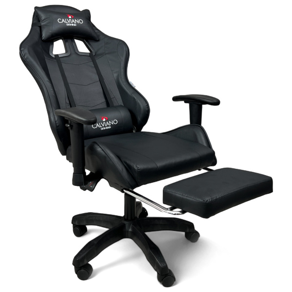  Вибромассажное кресло Calviano 1589 (чёрное с подножкой) для дома и офиса в интернет-магазине 1MAG.by