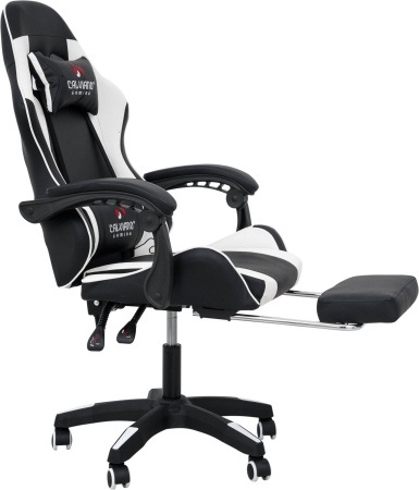 Вибромассажное кресло Calviano 1590 черно-белое PU для дома и офиса в интернет-магазине 1MAG.by