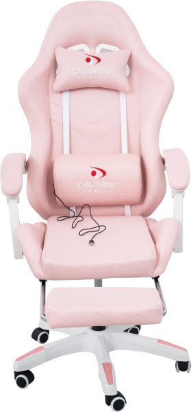 Вибромассажное кресло Calviano 1590 розовая ткань для дома и офиса в интернет-магазине 1MAG.by