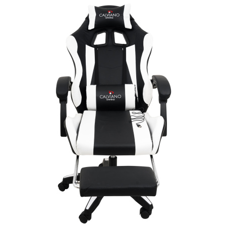  Вибромассажное кресло Calviano 1589 (чёрное с подножкой) для дома и офиса в интернет-магазине 1MAG.by