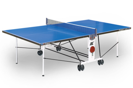 Теннисный стол START LINE Compact Outdoor-2 LX BLUE, 6044-1, с сеткой, композитный на роликах